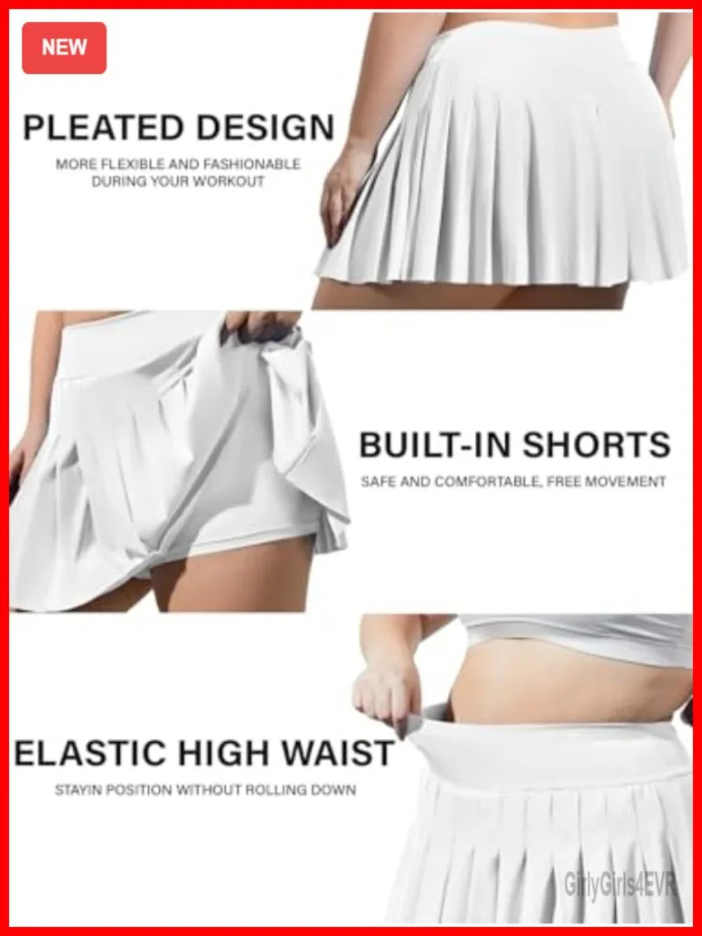 Plus Size Pleated Tennis Skirt with Shorts High Waist Athletic Golf Skort
